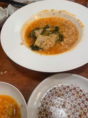 kimchee “risotto” - not recommended  at Mominoki House in Tokyo