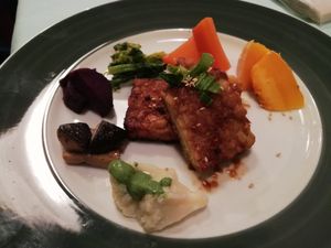 Tempeh cutlet at Mominoki House in Tokyo