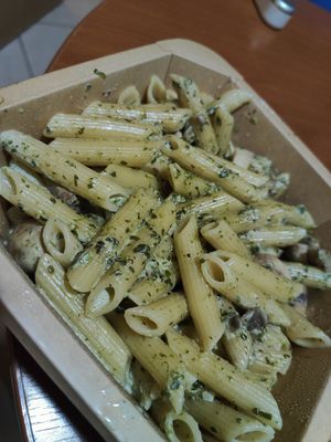 Penne pasta with mushrooms and garlic at Gems in Mellieha
