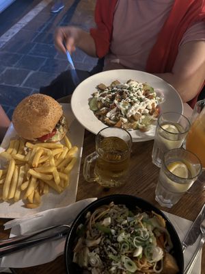 vegan cesar salad and beyond burger  at Gems in Mellieha