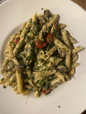 Vegan pasta with mushrooms and truffle  at Gems in Mellieha