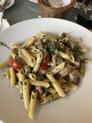 Creamy mushroom and truffle pastae  at Gems in Mellieha
