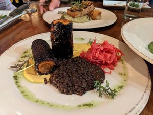 Carrot with lentils at Vedge in Philadelphia