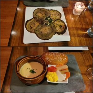 Course 1: the Smoked Portabella and the Rutabaga Fondue. at Vedge in Philadelphia