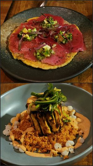 Course 2: the Chiogga Beets on Pancake and the Delicata Squash. 😋😋😋 at Vedge in Philadelphia