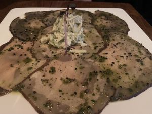 Smoked Portobella Carpaccioo  at Vedge in Philadelphia