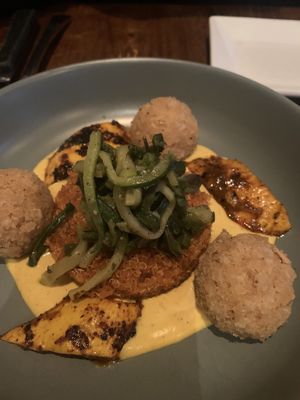 Squash and fritters   at Vedge in Philadelphia