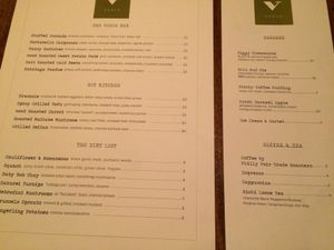menu 11/2015 at Vedge in Philadelphia