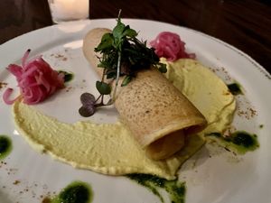 Whipped turnip crêpe  at Vedge in Philadelphia
