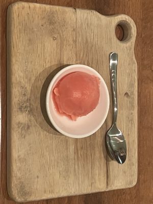 Blood orange sorbet as a palate cleanser  at Vedge in Philadelphia