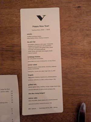 New Year's Eve tasting menu at Vedge in Philadelphia