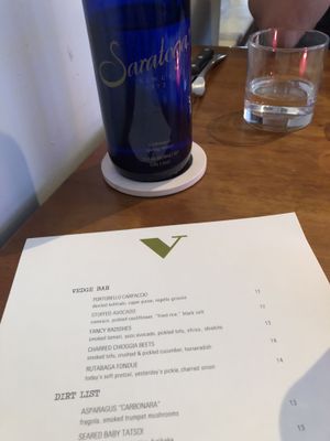 Menu at Vedge in Philadelphia
