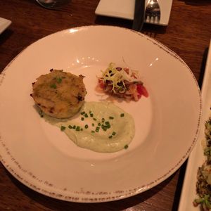 Smoked potato leek tart with charred ramp puttanesca and ramp leaf aïoli at Vedge in Philadelphia