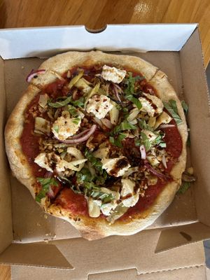 Seitan pizza   at Plant Craft Kitchen in St Louis