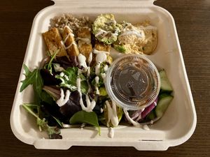 Mediterranean Quinoa Hummus Bowl with Tofu.  at Plant Craft Kitchen in St Louis