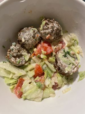 Falafel plate at Mamouns Falafel in New Haven