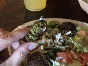 Amazing falafel crunchy on the outside and green with flavor on the inside at Mamouns Falafel in New Haven