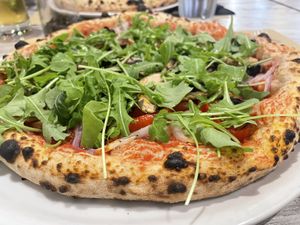 Vegana pizza   at La Lanterna in Lanzarote