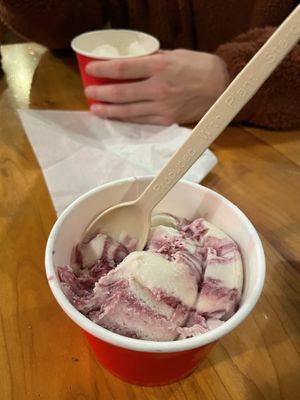 Oat milk blueberry pancake vegan ice cream  at Purity Ice Cream in Ithaca