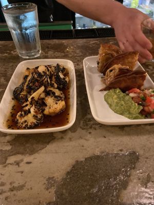 Jackfruit empanadas chilie cauliflower bites  at Fitz on 4th in Philadelphia