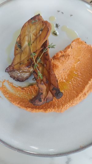 Local special, trumpet mushroom with a red pepper cashew sauce. This place knows how to do sauces at Fitz on 4th in Philadelphia