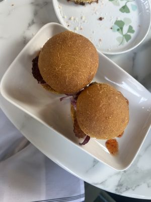 Mushroom sliders with sweet potato buns   at Fitz on 4th in Philadelphia