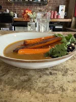 Carrots and curry with black rice   at Fitz on 4th in Philadelphia