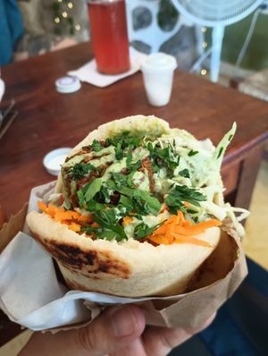 Pita falafel at Hamsa Falafel in Sayulita