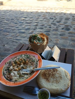 Hummus pita and falafel part 2. Place was so good we had to do it again at Hamsa Falafel in Sayulita