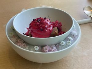 Sour rhubarb dessert  at Forest Kitchen 포리스트 키친 in Seoul