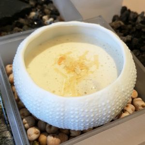 white asparagus soup with macadamia nuts (from "little forest") at Forest Kitchen 포리스트 키친 in Seoul