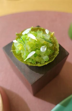 Mire poix - close-up of celery part #Veganuary at Forest Kitchen 포리스트 키친 in Seoul