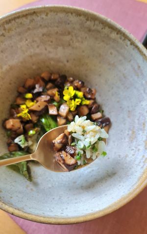 Eggplant & Mushroom - close-up of mushroom part #Veganuary at Forest Kitchen 포리스트 키친 in Seoul