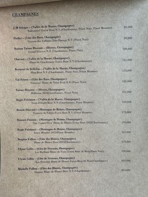 Extensive champagne list  at Forest Kitchen 포리스트 키친 in Seoul