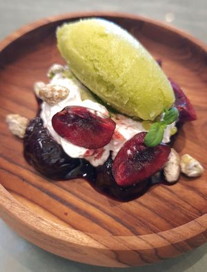 New menu: Basil Sorbet and Cherries at Forest Kitchen 포리스트 키친 in Seoul