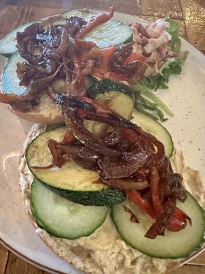 Bagel with hummus and grilled vegetables  at Meneer Nilsson in Goes