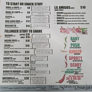 Menu excerpt at Shane on Colby in Belgrave South