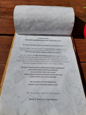 Speisekarte at Café Menthe in Frankfurt