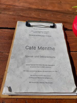 Speisekarte at Café Menthe in Frankfurt