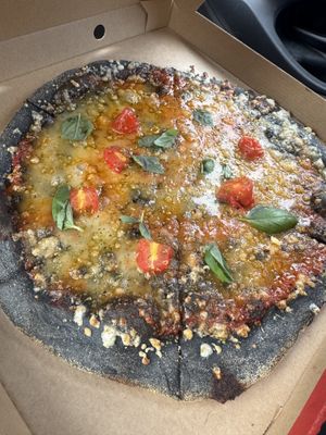 #9 with vegan cheese  at Black Crust Pizzeria in Vik