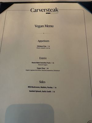 Menú   at Carversteak in Las Vegas