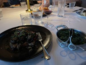 Vegan chop with spinach   at Carversteak in Las Vegas