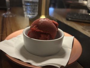 Raspberry Sorbet  at Carversteak in Las Vegas