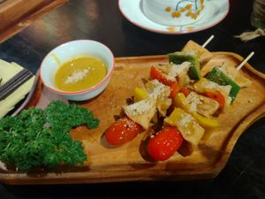 Tofu skewers. Just ok at Shamballa Vegetarian Bistro HoiAn in Hoi An