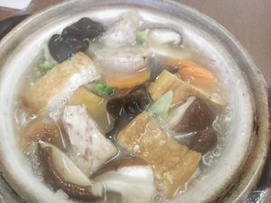 Claypot tofu with mushroom, black fungus and yam at Vegetarian Villas 素雅轩 in West Singapore