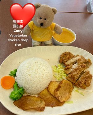 Curry vegetarian chicken chop rice at Vegetarian Villas 素雅轩 in West Singapore