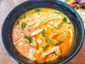 laksa soup base Yong Tau Foo at Vegetarian Villas 素雅轩 in West Singapore