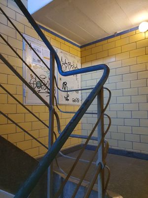 Tower, way up to the restaurant at Cantina don Camillo in Basel