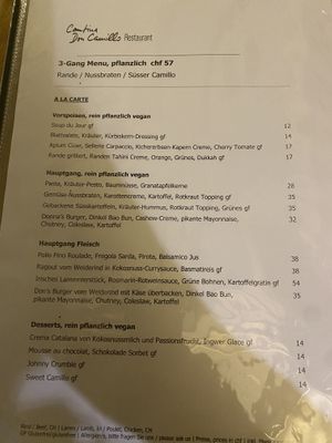 majority of the menu is vegan   at Cantina don Camillo in Basel
