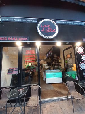 Outside at Love A Slice in Beckenham